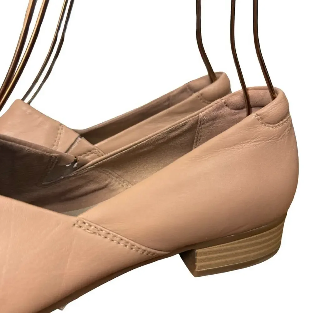 Clarks Juliet Palm Blush Pink Leather Loafers Slip On Block Low Heel Shoes 8.5